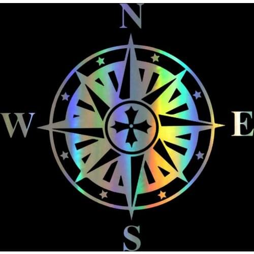WaveHands 15.5cm*15.5cm Car Stickers Art Design NSWE Compass Vinyl Car Sticker Funny Car Decal Reflective Laser 3D Car Styling