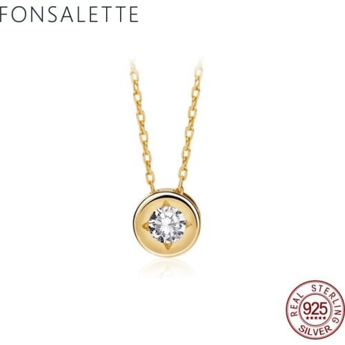925 Sterling Silver Fashion Cute Little Round Pendant Necklace with Shining Austrian Zircon Woman Necklace Drop shipping zk40