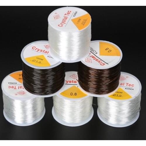 0.5-1.0MM DIY Crystal Beading Stretch Cord Elastic Line,Transparent/Brown Round Beading Wire/Cord/String/Thread Jewelry Making