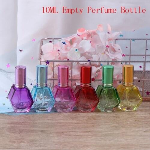 1PC 10ml Travel Scent Bottles Packaging Bottle Colorful Glass Perfume Bottles Spray Refillable Atomizer For Home Or Travel
