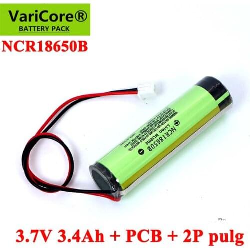 10pcs/lot 3.7V 3.4Ah 18650 NCR18650B 3400mAh Rechargeable Li-lon battery with PCB +2P pulg For Electric toys Nail lamp batteries