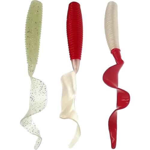 10 Pieces Swimbaits Soft Grubs Glow in the Dark Simulated Paddle Tail Worms Soft Fishing Baits for Oean Boat Fishing