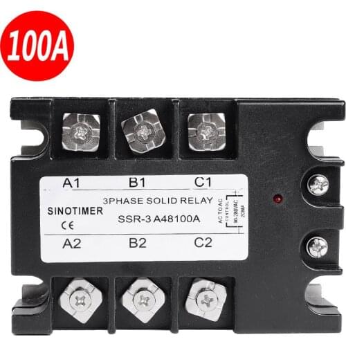 100A AC-AC SINOTIMER Brand 3 Phase Solid State Relay SSR A48100A Output Module Switch Relay for Controller