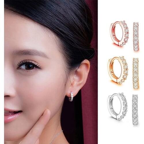 3 Pairs Fashion Hoop Earrings For Women Diamond Gold Silver Color Glossy Huggie Earrings Round Loop Earrings For Women Jewelry