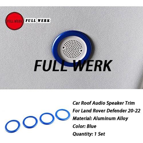 4pcs/Set Aluminum Alloy Car Roof Audio Speaker Trim Decoration Cover Sticker Ring for Land Rover Defender 20-22 Interior Accesso