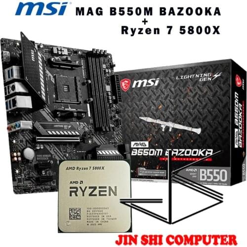AMD Ryzen7 5800x R7 5800x CPU + MSI MAG B550M BAZOOKA Motherboard Set meal Socket AM4 New / no fan