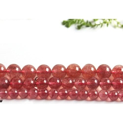 Natural Strawberry Crystal Amethys Brazil Ice Strawberry Quartz Beads Size 4-14mm For Jewelry Making Hot Sale Diy Charm Beads