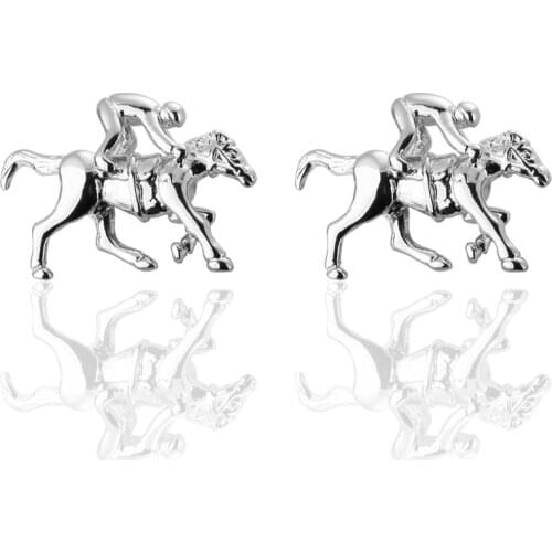 C-MAN Luxury shirt Silvery horse cufflink for mens Brand cuff buttons cuff links High Quality abotoaduras Jewelry