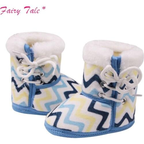Baby Boots Newborn Multicolored Wavy Print Tube Winter Boots Side With Cotton Cloth Baby Warm Boots