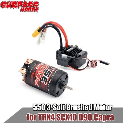 Surpass Hobby 550 3-Slot Brushed Motor 12T-35T With 80A ESC for 1/10 RC Crawler Car Axial SCX10 Traxxas TRX4 D90 Capra YK4102