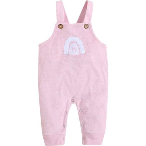 Newborn Baby Girl Sleeveless Rainbow Print Jumpsuit Clothes Infant Overalls Suspender Pants Summer Outfit For Toddler Clothing