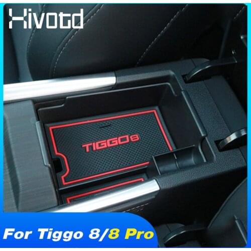 Hivotd Central Armrest Storage Box Container Interior Accessories Refit Organizer Parts For Chery Tiggo 8 /Tiggo 8 Pro 2018-2021
