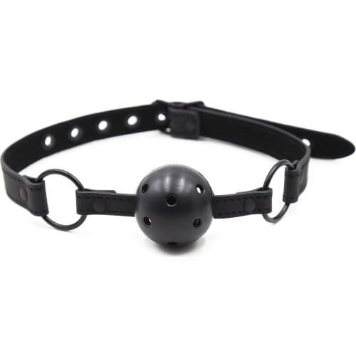 Leather Black Mouth Vent Flirting Toys Sex Toys Hollow Mouth gag