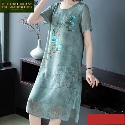 Summer Real Dress Silk Women Clothes 2021 Vintage Boho Floral Long Dresses Plus Size Elegant Woman Red Vestidos 16290856