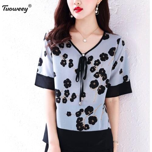 2021 Summer Korean Style 3XL Plus Size Tunic Tops loose Long Shirts Vintage Chiffon Blouse Women blue Blusas Mujer De Moda