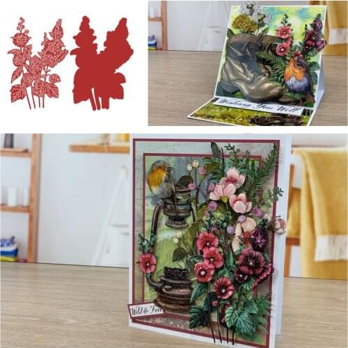 Heavenly Hollyhocks Plant Metal Cutting Dies for DIY Scrapbooking Crafts Dies Cut Maker Photo Album Template Handmade Decoration