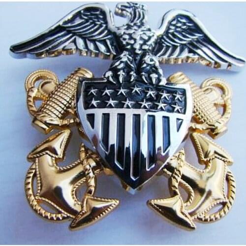 WW2 WWII US UNITED STATES NAVY OFFICER STAR HAT METAL EAGLE BADGE COCKADE