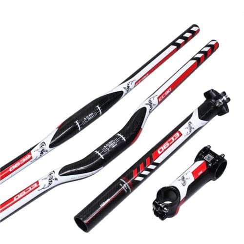 MTB Carbon Fiber Leather EC90 Fiber Bike Set 3 to the flat riser Handlebar + stem + seatpost MTB Mountain Bike Parts