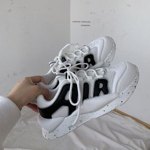 Lettered Womens Spring New Korean-Style Ultra-Fire All-match Platform Sponge Cake White Sports Footwear