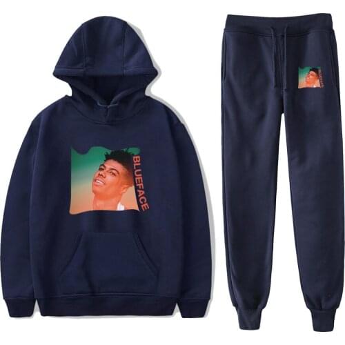 Autumn Pop Hoodies Sweatshirts+Recreational Sweatpants Printed Rapper BlueFace Hoodies Women/Men casual Sport and Leisure suits