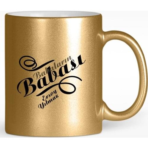Personalized Babaların Father Design Gold Gilded Mug Cup-1