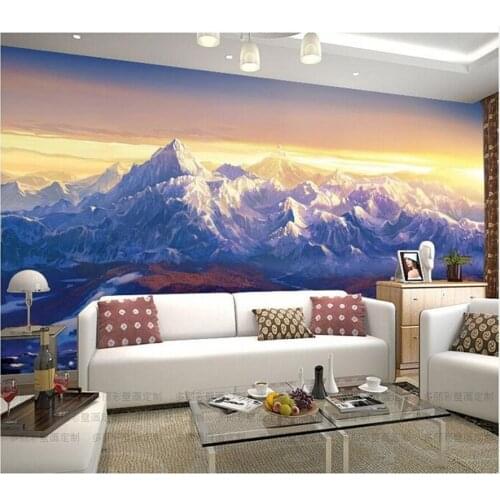 Custom modern Wallcoverings,3D snow mountain glacier peak large murals for bar KTV Coffee store room TV background wall paper
