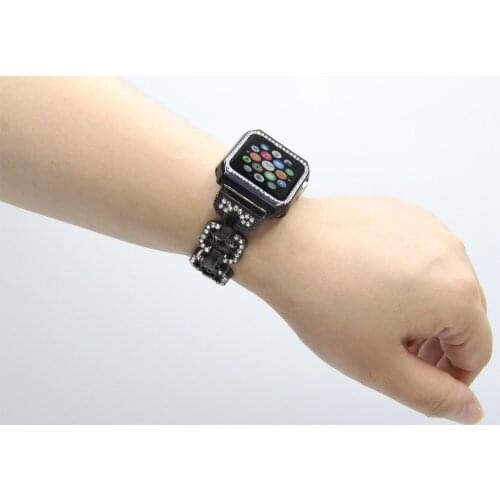 For Apple Watch Band Newest Metal Steel Crystal Watch Band+PC Diamond Case Strap For Apple Watch Series 1 2 3 iWatch Watchbands