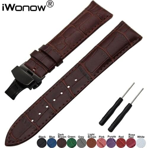 Genuine Leather Watchband +Tool for Garmin Fenix 3 5X 5S 5 Vivoactive HR Watch Band Steel Butterfly Clasp Strap Wrist Belt Black