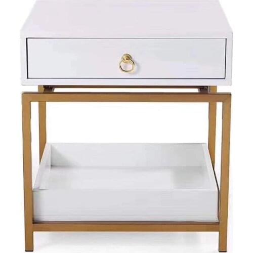 Light luxury bedside table Simple post-modern stainless steel square corner several Nordic bedroom bedside storage cabinets whol