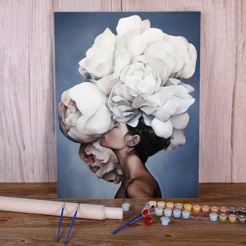 Girl Flower Paint By Numbers Complete Kit Acrylic Paints 50*70 Painting On Canvas Loft Wall Picture For Adults Wall Handiwork