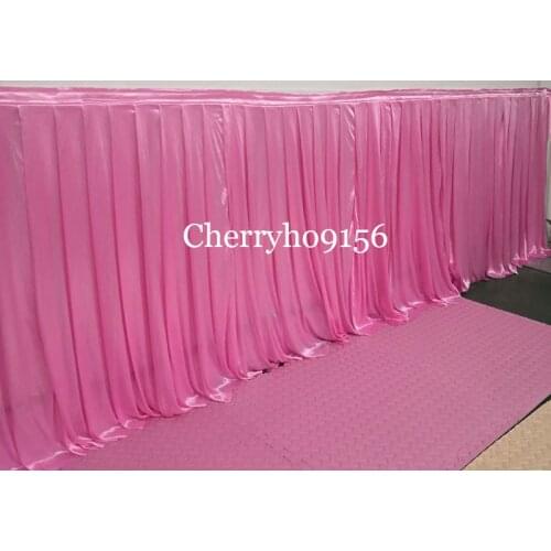 Transparent Ice silk wedding stage table skirting for event table skirt wedding backdrop curtains for table clothes table cover