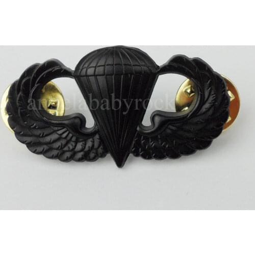 WW2 US ARMY AIRBORNE PARATROOPER PARACHUTIST JUMP WINGS BADGE INSIGNIA PIN BLACK