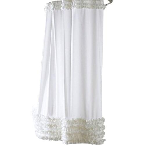 Ruffles Shower Curtain Liner Water Repellent Mildew-Free Polyester Isolating Privacy Space Bathroom Curtain Bathroom Decoration