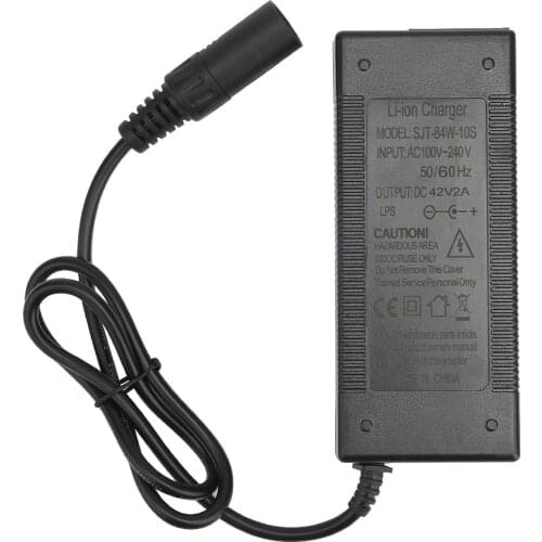 42V 2A Electric Bike Lithium Battery Charger for 36V 10S Li-ion Battery Pack E-bike Charger with 3-Pin XLR Socket/Connector