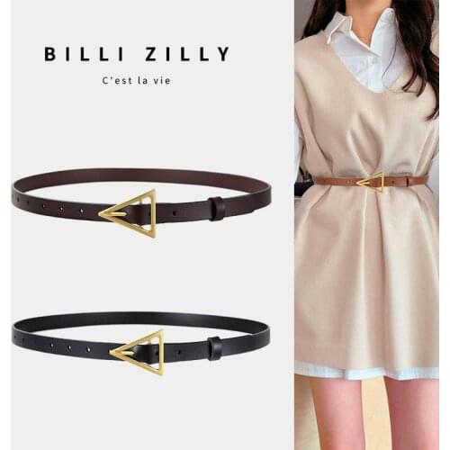 JIFANPAUL new style triangle buckle thin belt womens decorative dress Korean fashion style matching jeans belt simple tren