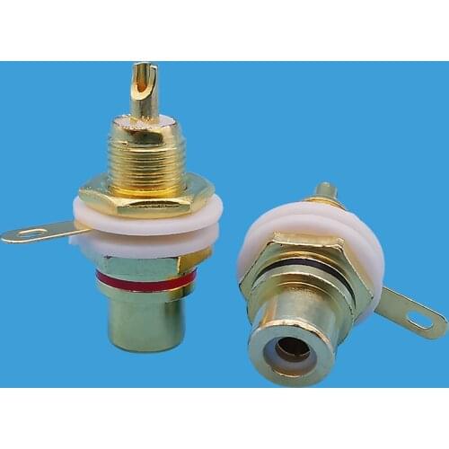 1Pair Gold plated RCA Jack Connector RCA Female Socket Panel Mount Chassis Audio Plug Bulkhead Connector for Amplifier Speaker