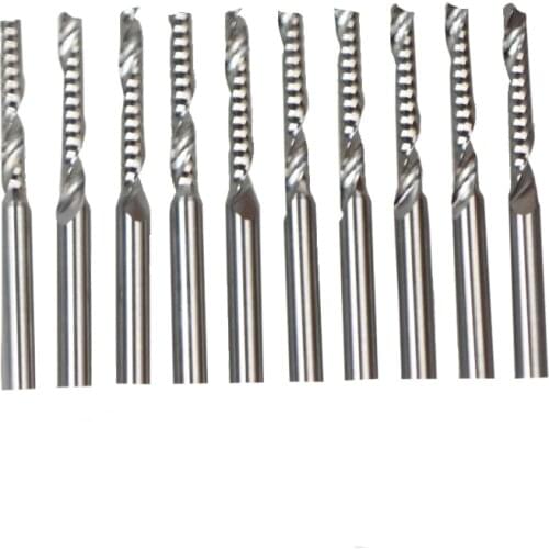 10pcs3.175*2.0*8mm One Flute CNC Milling Tool, Engraving Cutters, Wood Carving Bits, Drill Blade for Cutting MDF, Acrylic