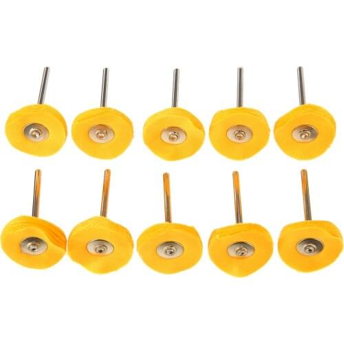 10Pcs 25mm Mini Polishing Wheel Round Cloth Buffing Brush T Shape Grinding Head 3mm Shank Metal Polishing Rotary Pad Wheel Tool