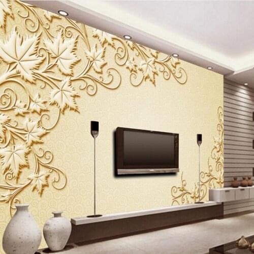 Beibehang Large Custom HD Wallpaper Fashion European Vine Embroidered 3D Stereo TV Living Room Background Home Decor