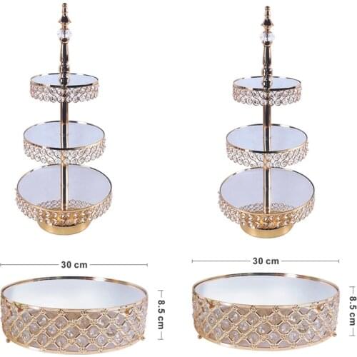 4pcs Wedding Cake Stand Square crystal Birthday Party Dessert Metal Cupcake Pedestal Display Plate Home Decor Gold Acryl Mirror