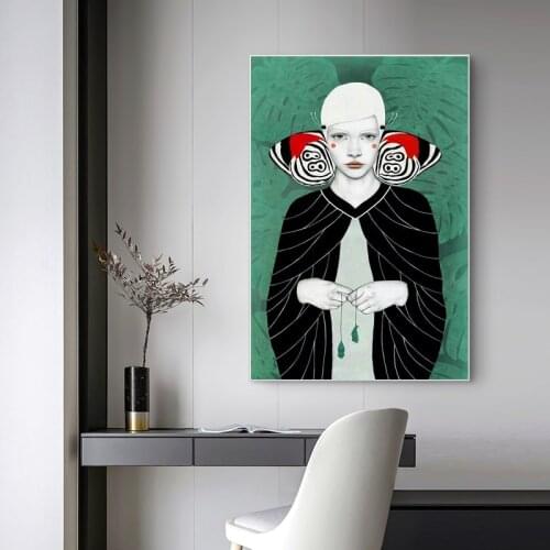 Abstract Butterfly Girl Canvas Painting Print Poster Picture Wall Bedroom Living Room Dining Room Modern Home Decoration