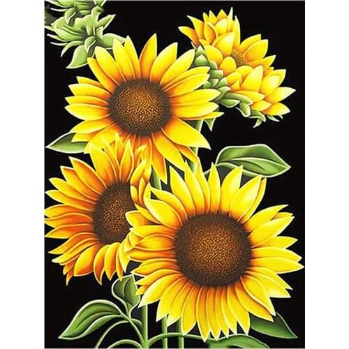Diamond Art Painting Sunflower Full Round Mosaic Embroidery Flower Blackboard Crystal Gift Wall Decor