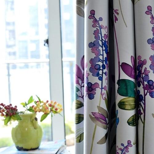 American Purple Floral Blackout Curtains For Living Room Bedroom Kitchen Curtains Printed Pastoral Style Window Treatments