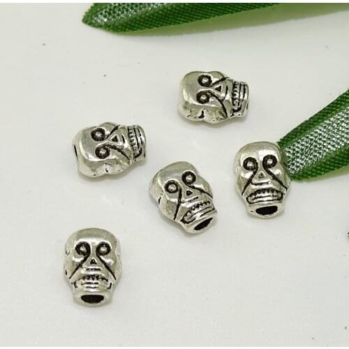 Antique Silver Charms Skull Beads For DIY Jewelry Bracelets Making
