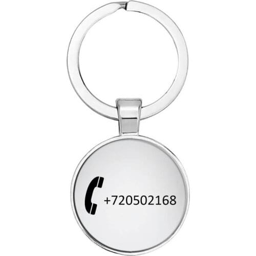 Custom Printed Keychain Glass Bump Personality Gift Custom Phone Number Anti-lost Keyring Keychain Ring