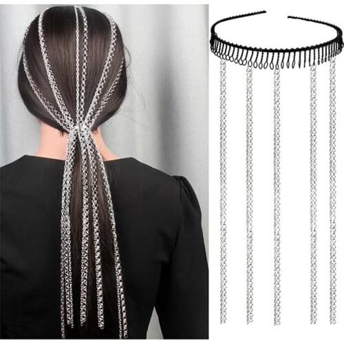 Women Hair Chain Fashion Punk Tassel Head Chain Aluminum Hair Extension Chain Hair Hoop Headband Jewelry Accessories