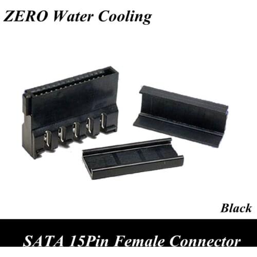 Black SATA 15Pin Female Power Connector With End Cap