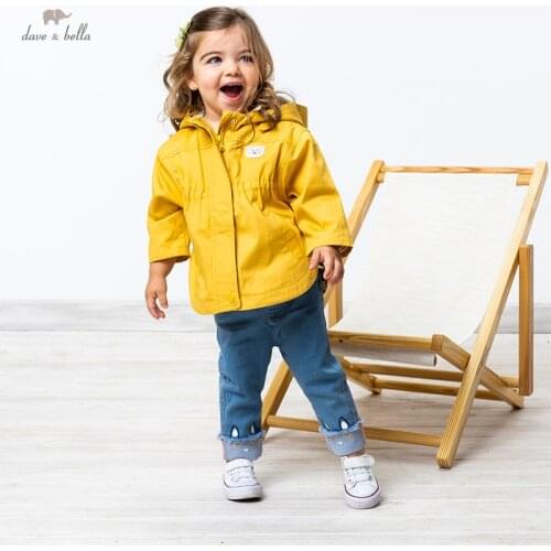 DBM16336 dave bella spring baby girls fashion cartoon hooded coat children tops infant toddler outerwear