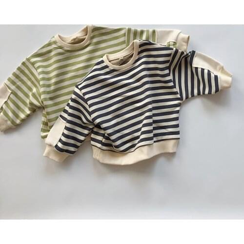 Childrens Clothing 2021 Spring Autumn Sweatshirts New Kids Striped Sweater Casual Boys and Girls Cotton Pullover T-shirt