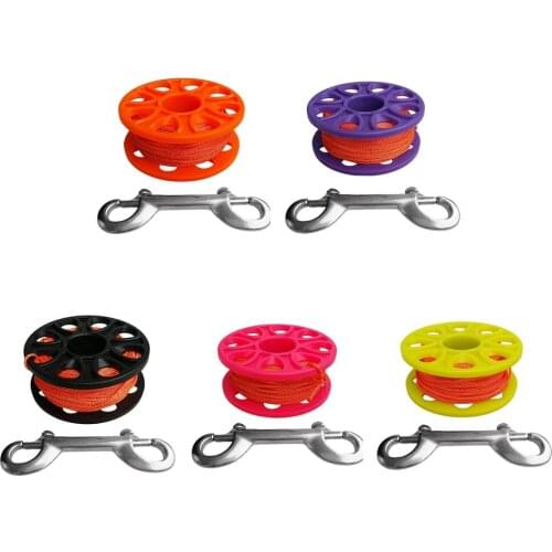 Diver Finger Reel Bolt Clip Wreck Scuba Diving Tech Spool 15m/ 59ft High Visibility Strong Line for Water Sports Surfing Diving